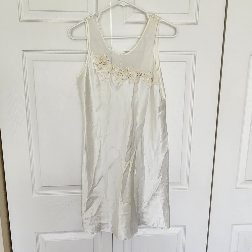 Alexandra Nicole Ivory Satin Long Slip Woman Size M